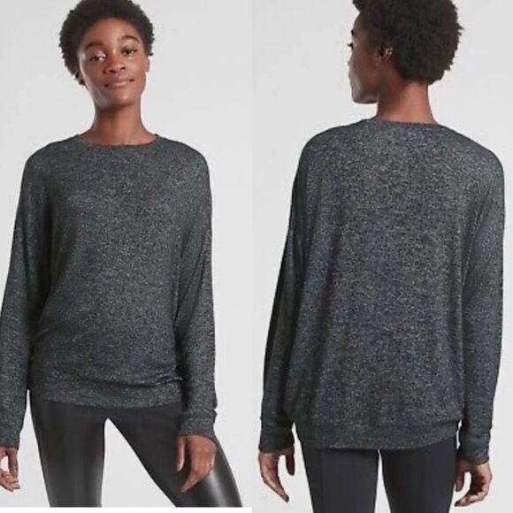 Athleta Charcoal Grey Heather Mindful Pullover Large - Picture 1 of 6